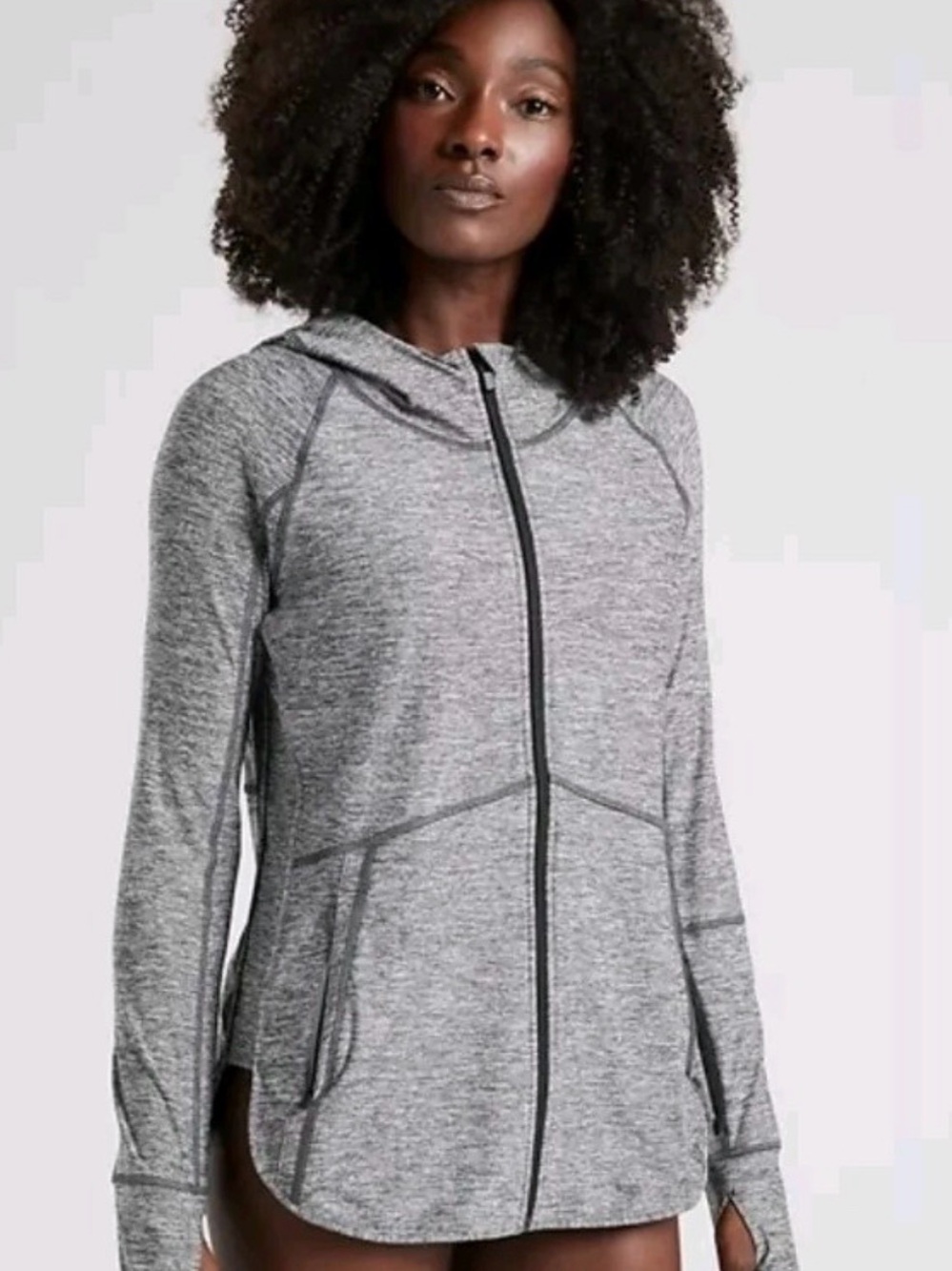 Athleta Pacifica Baja UPF Jacket Women's Gray Full-Zip Hooded Active Jacket